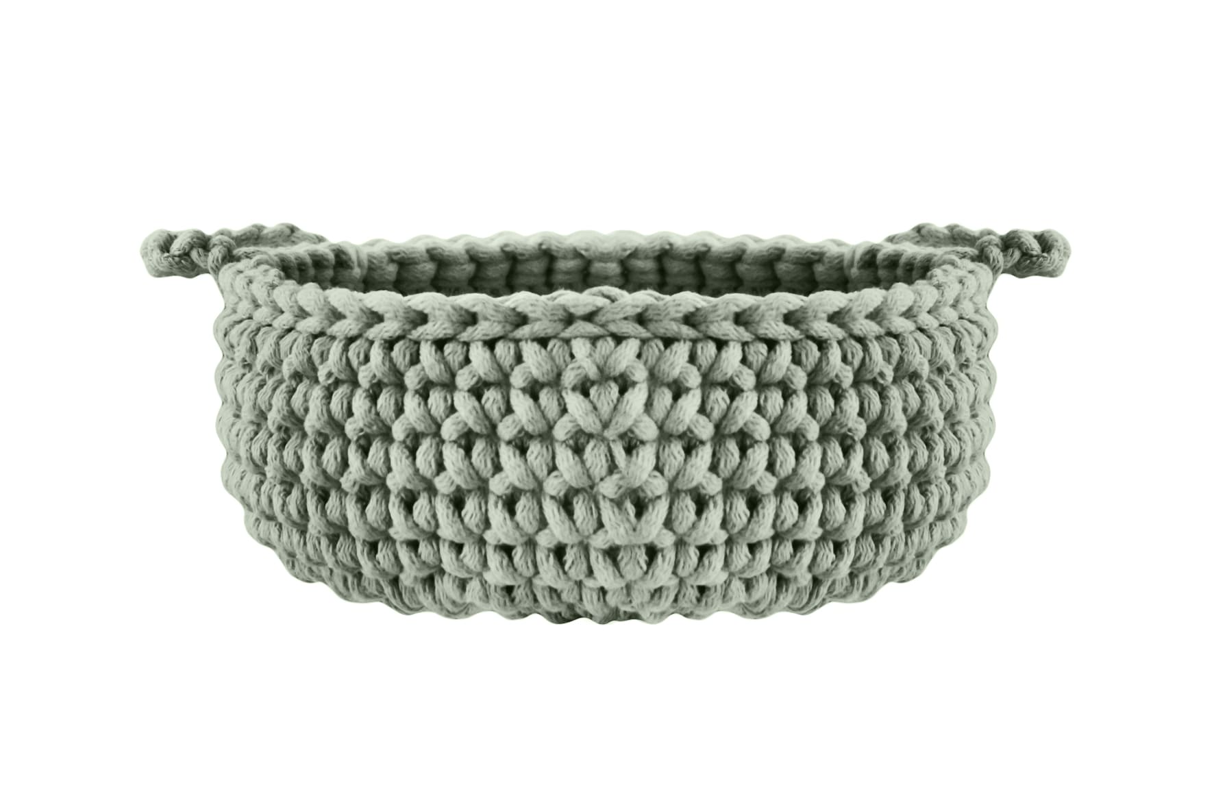 Crochet Flat Basket, Small | LIGHT OLIVE