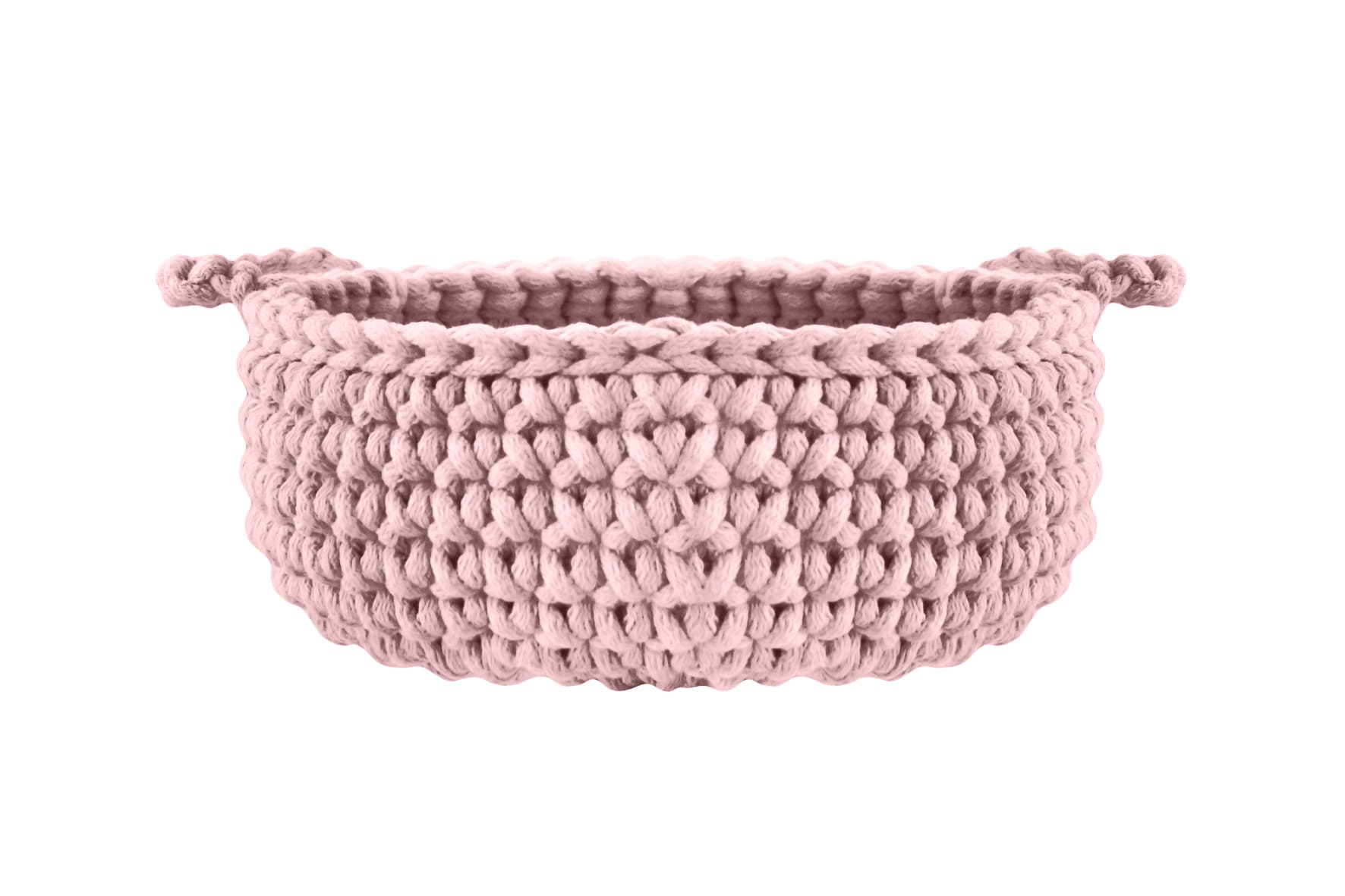 Crochet Flat Basket, Small | POWDER PINK