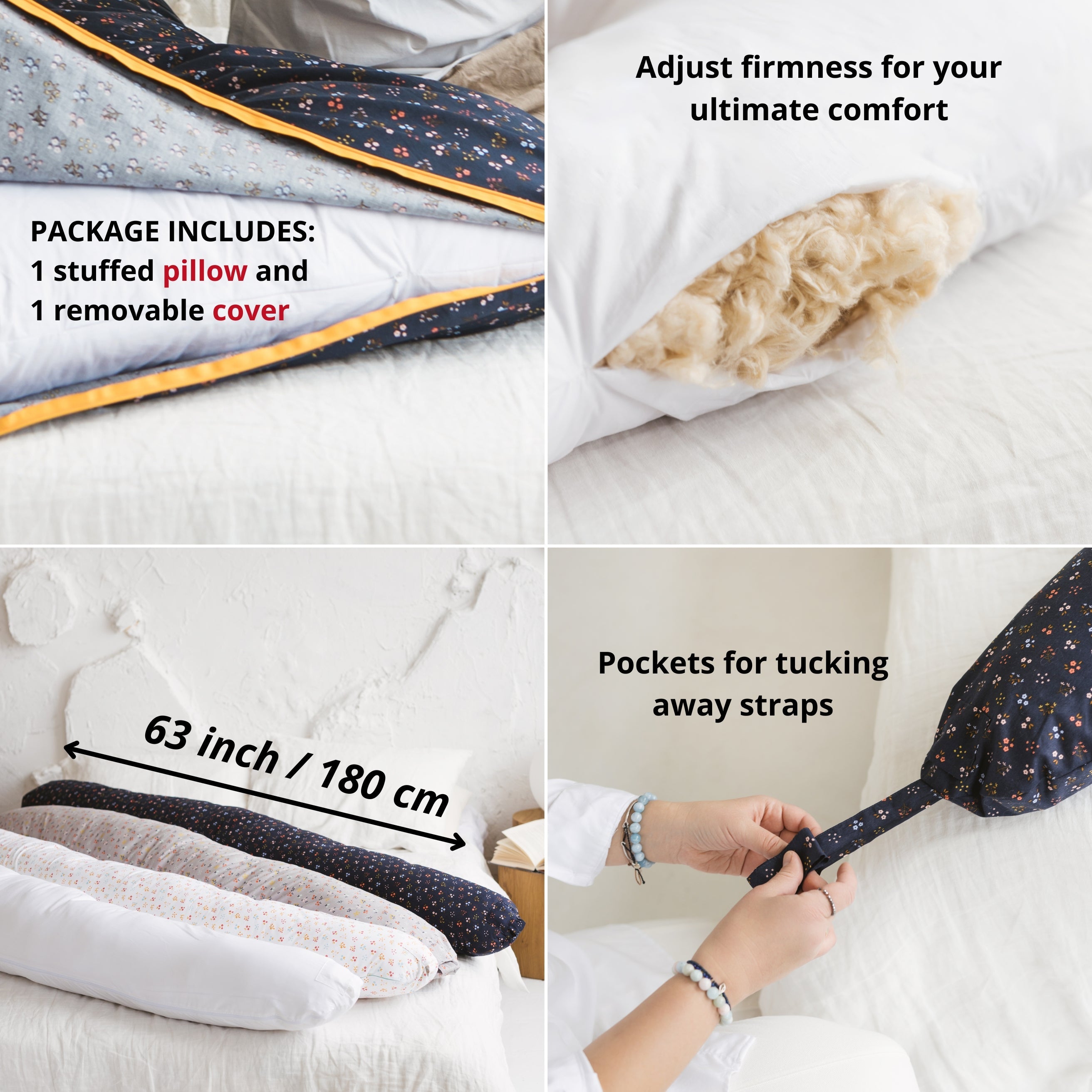 MINICAMP C-Shape Nursing & Pregnancy Pillow With Organic Navy Blue Cover | Kapok or PES Filling