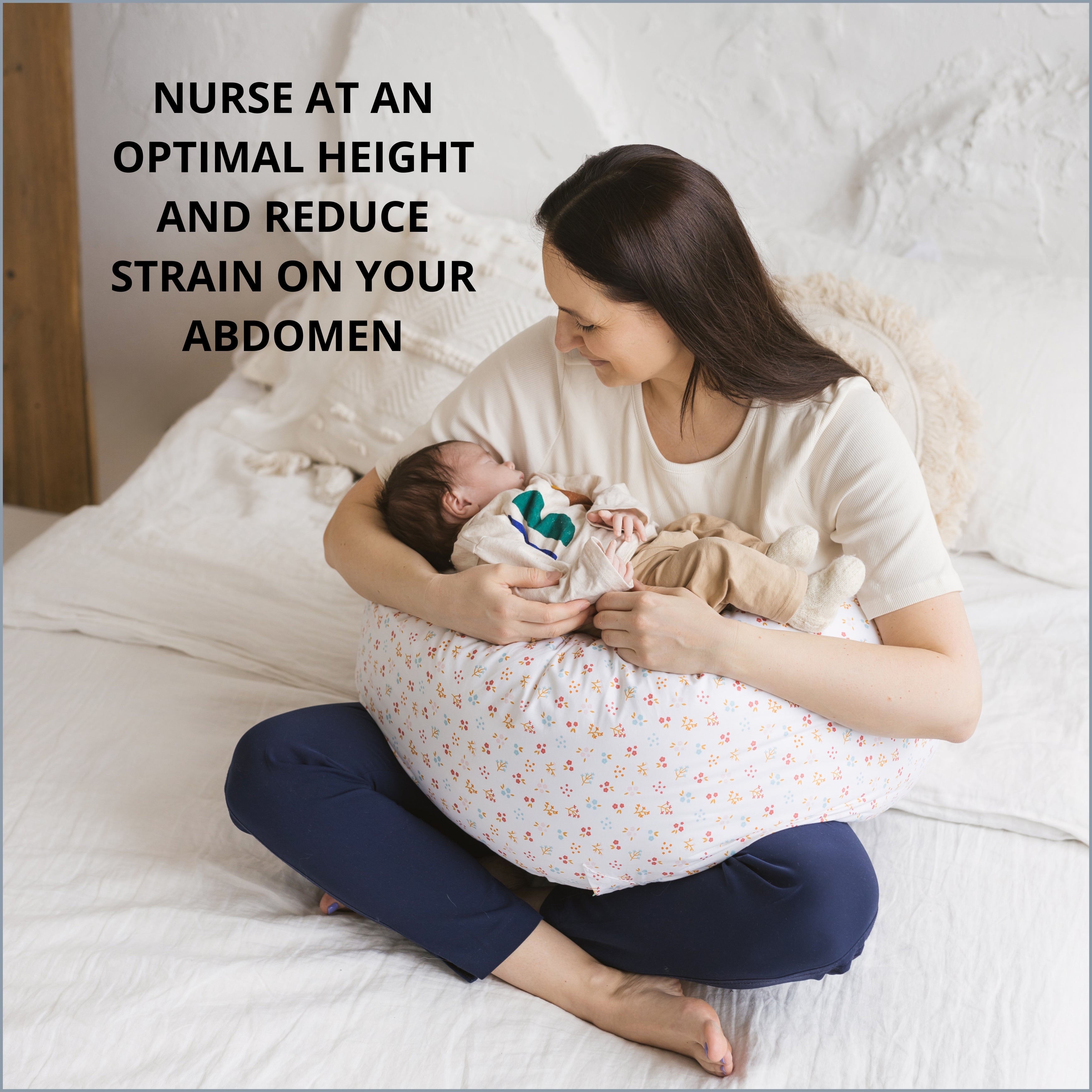 MINICAMP C-Shape Nursing & Maternity Pillow With Organic Milk White Cover | Natural Kapok or PES Filling