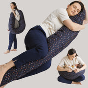 MINICAMP C-Shape Nursing & Pregnancy Pillow With Organic Navy Blue Cover | Kapok or PES Filling