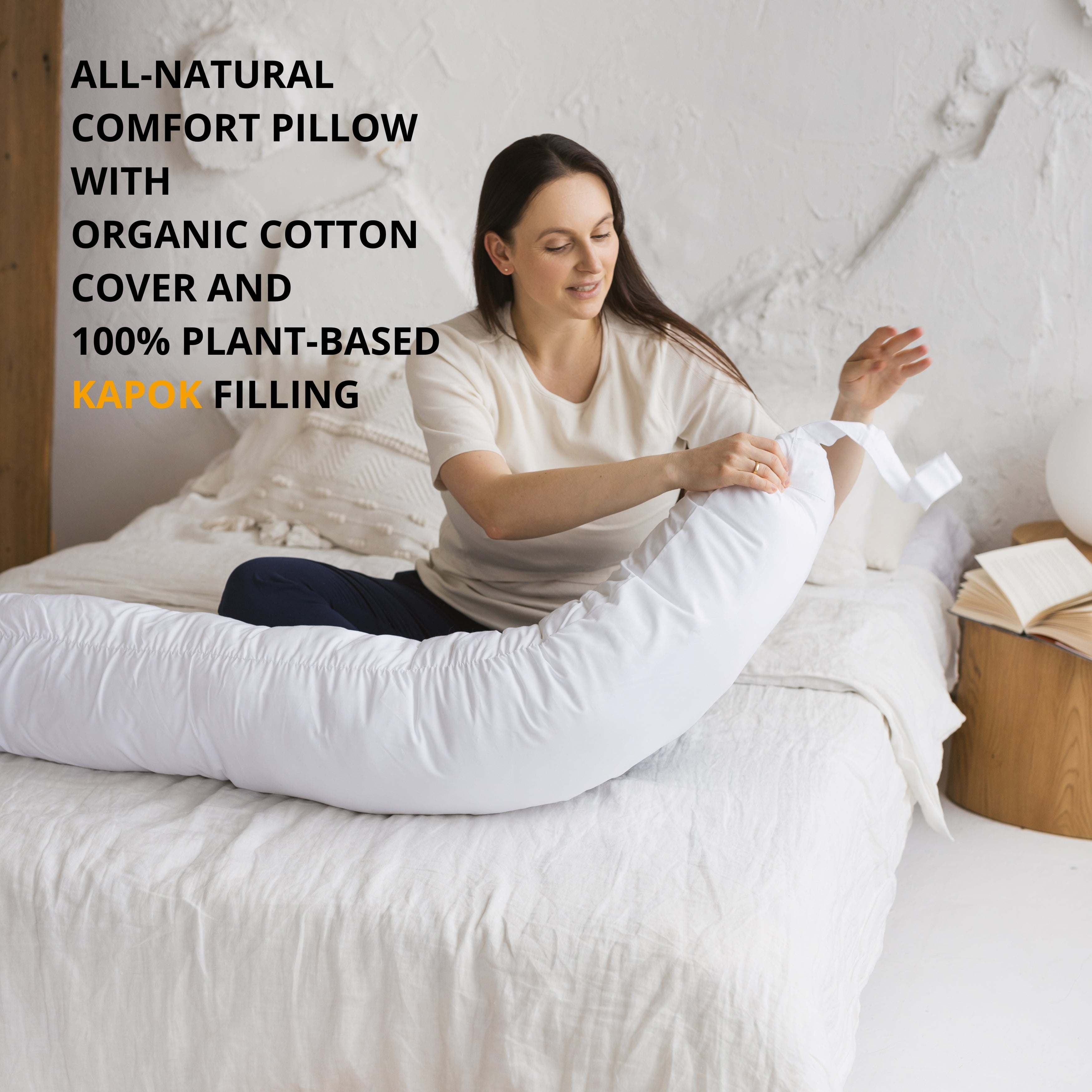 MINICAMP C-Shape Baby Feeding & Pregnancy Pillow With Organic White Cover | Kapok or PES Filling