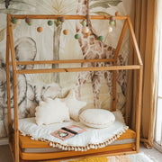 MINICAMP Ecru Boucle Seashell Cushion With Chic Golden Trim