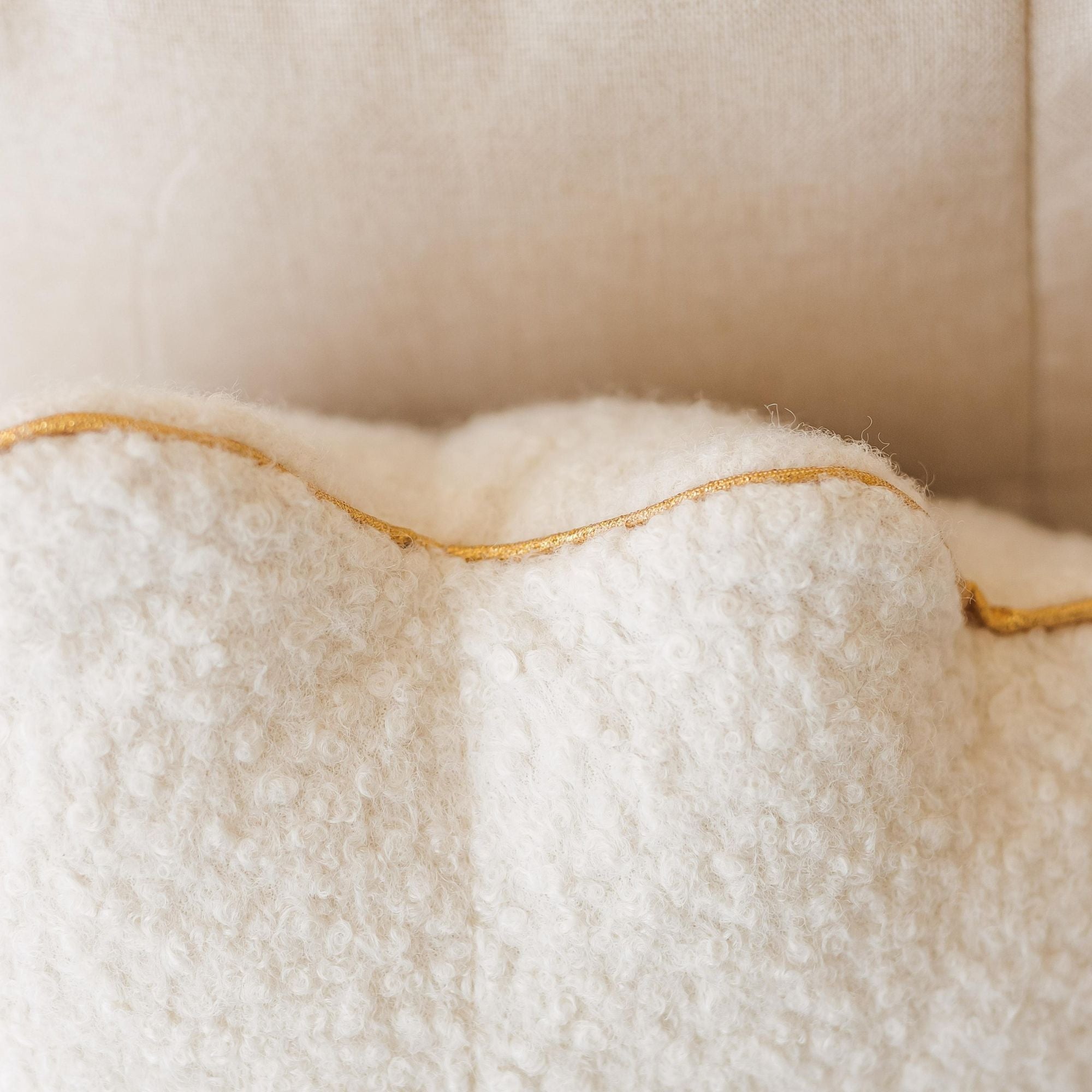 MINICAMP Ecru Boucle Starfish Cushion With Chic Golden Trim