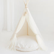 MINICAMP Boucle Fabric Kids Floor Cushion in Ecru