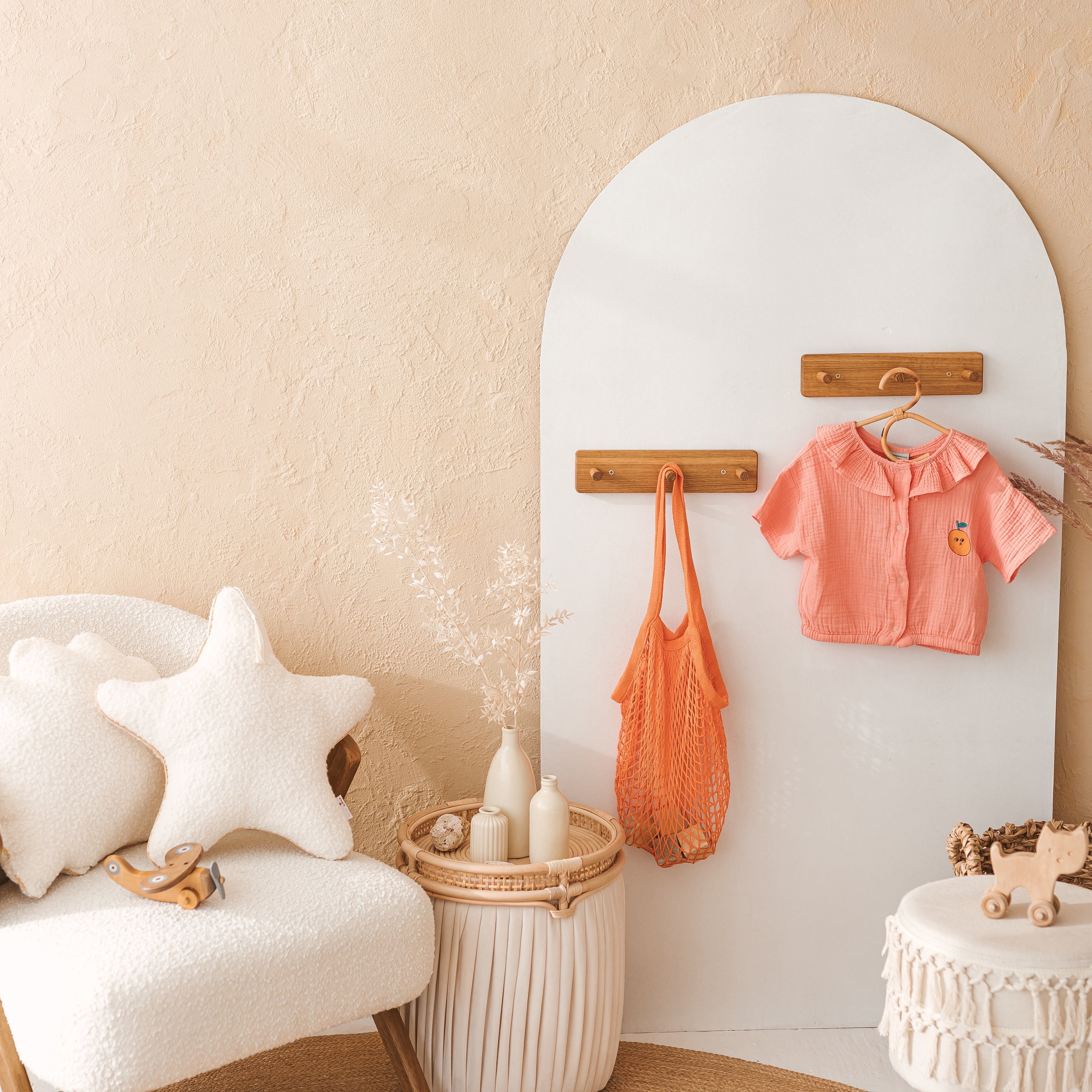 MINICAMP Solid Oak Peg Rail Hanger | PACK of 2