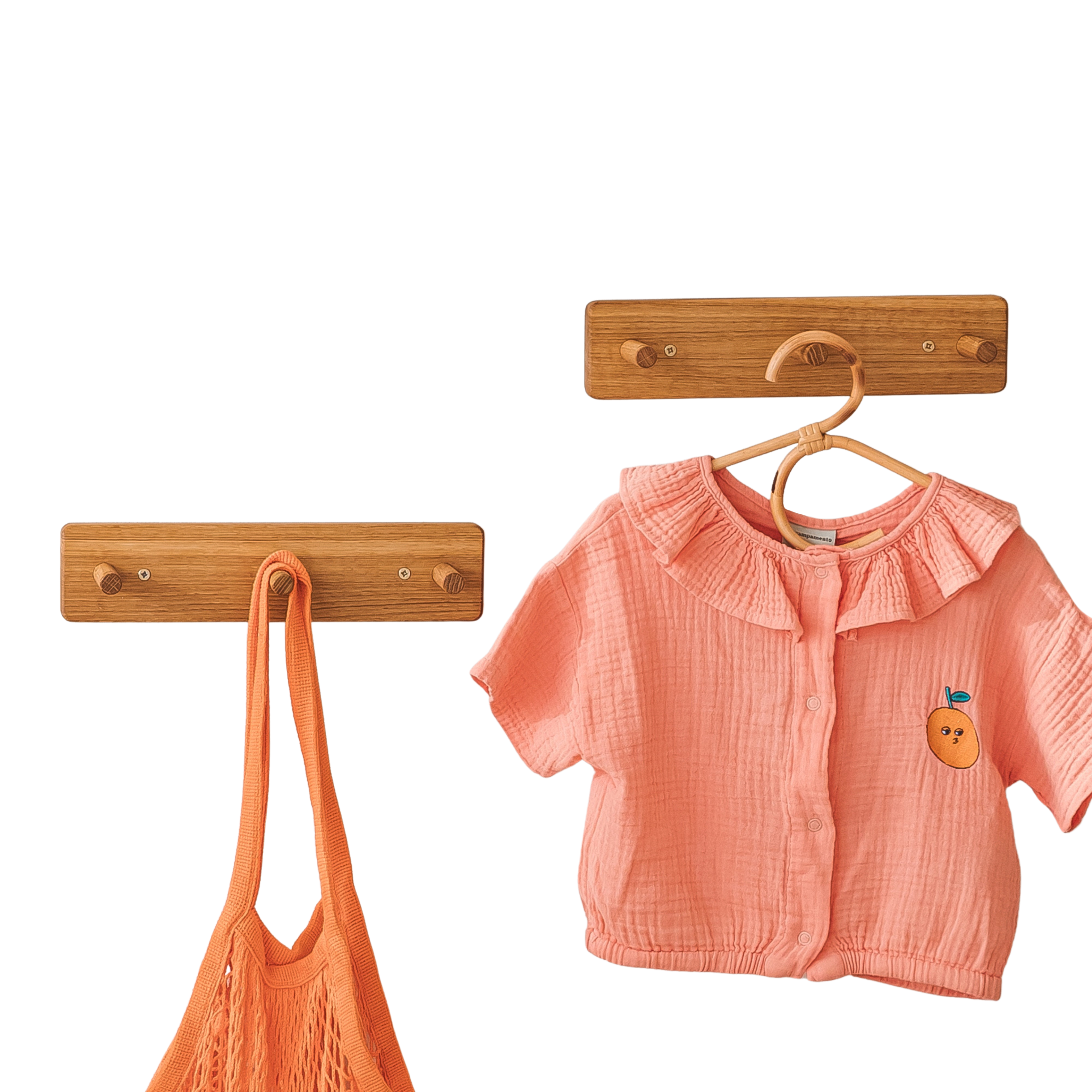 MINICAMP Solid Oak Peg Rail Hanger | PACK of 2