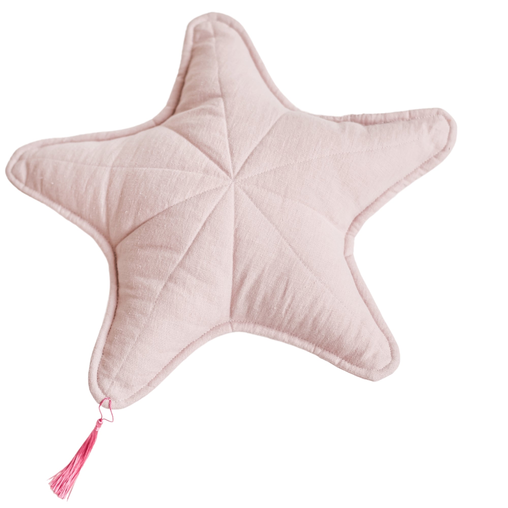 MINICAMP Linen Sea Star Pillow – Pink Throw Pillow for Coastal & Beach Decor
