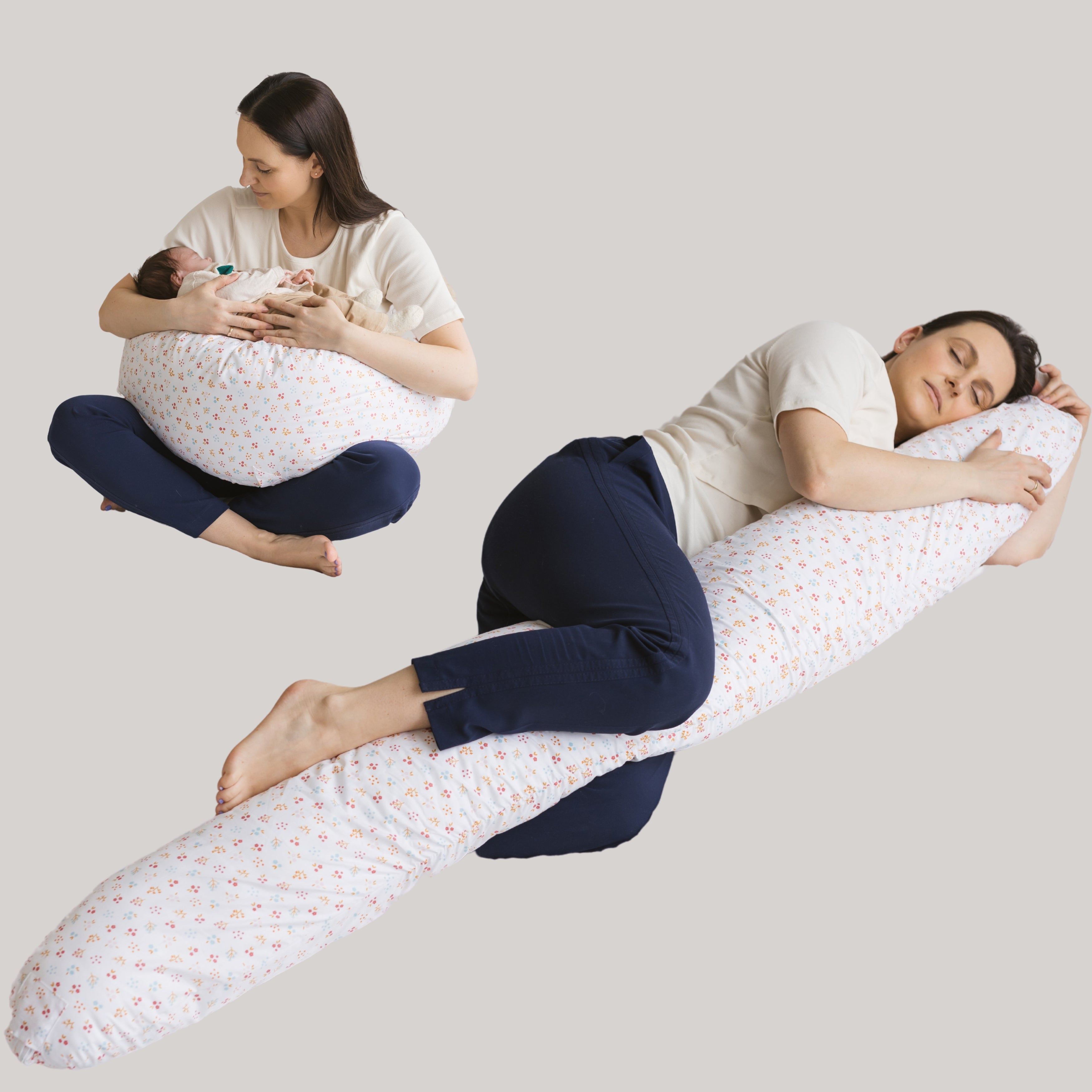 MINICAMP C-Shape Nursing & Maternity Pillow With Organic Milk White Cover | Natural Kapok or PES Filling