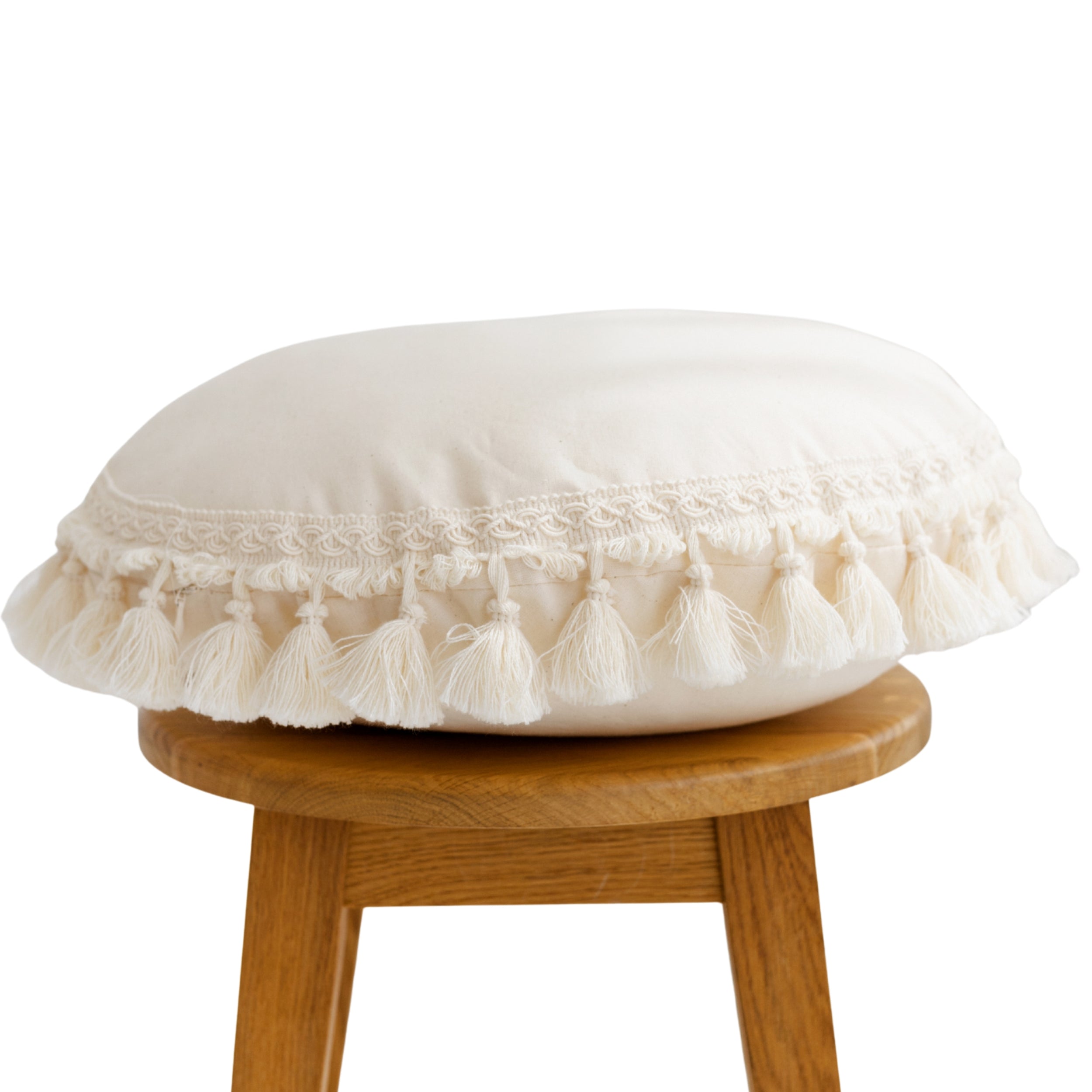 MINICAMP Round Tassel Cushion – Cozy Boho Pillow for Kids' Rooms