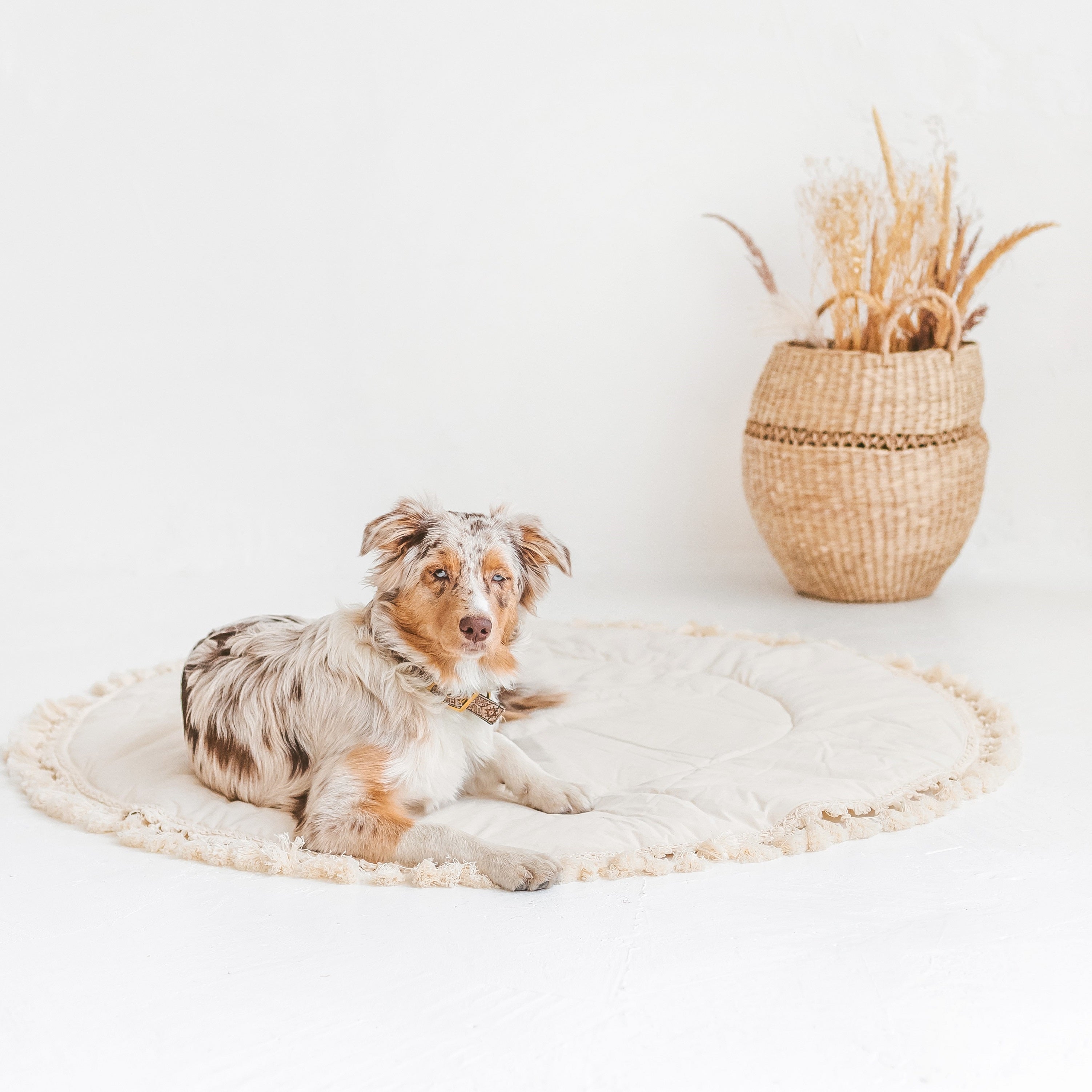 MINICAMP Padded Kids Play Mat in Ecru With Tassels