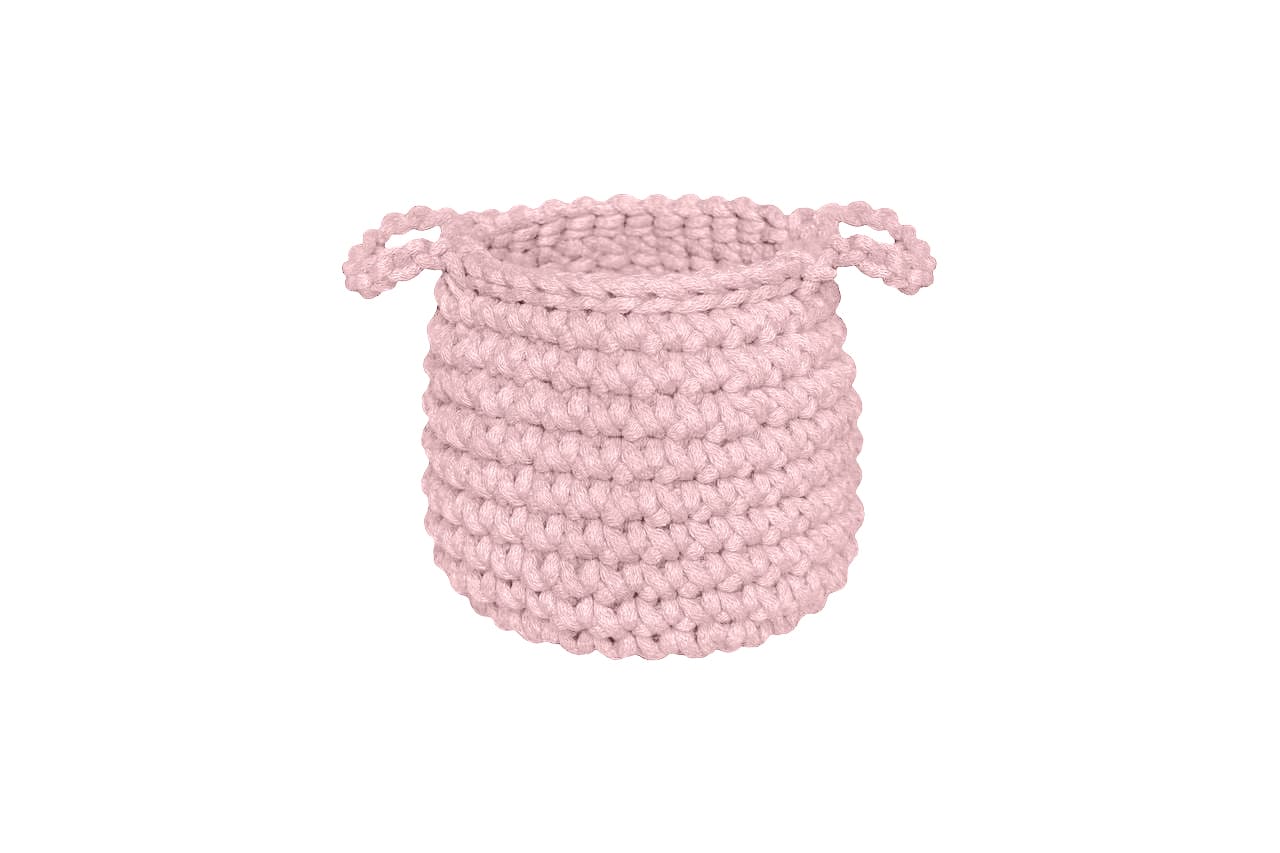 Crochet Basket, Small | POWDER PINK