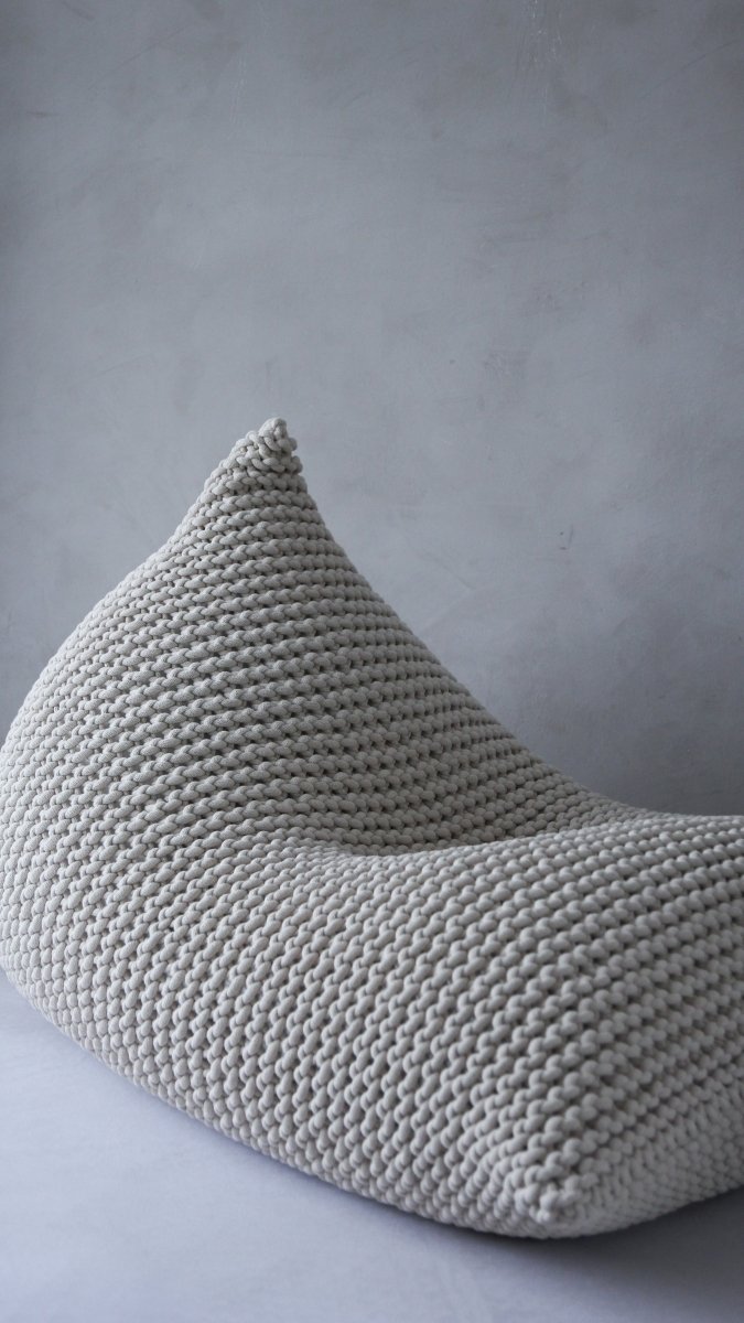 Chunky Knitted Bean Bag | BEIGE