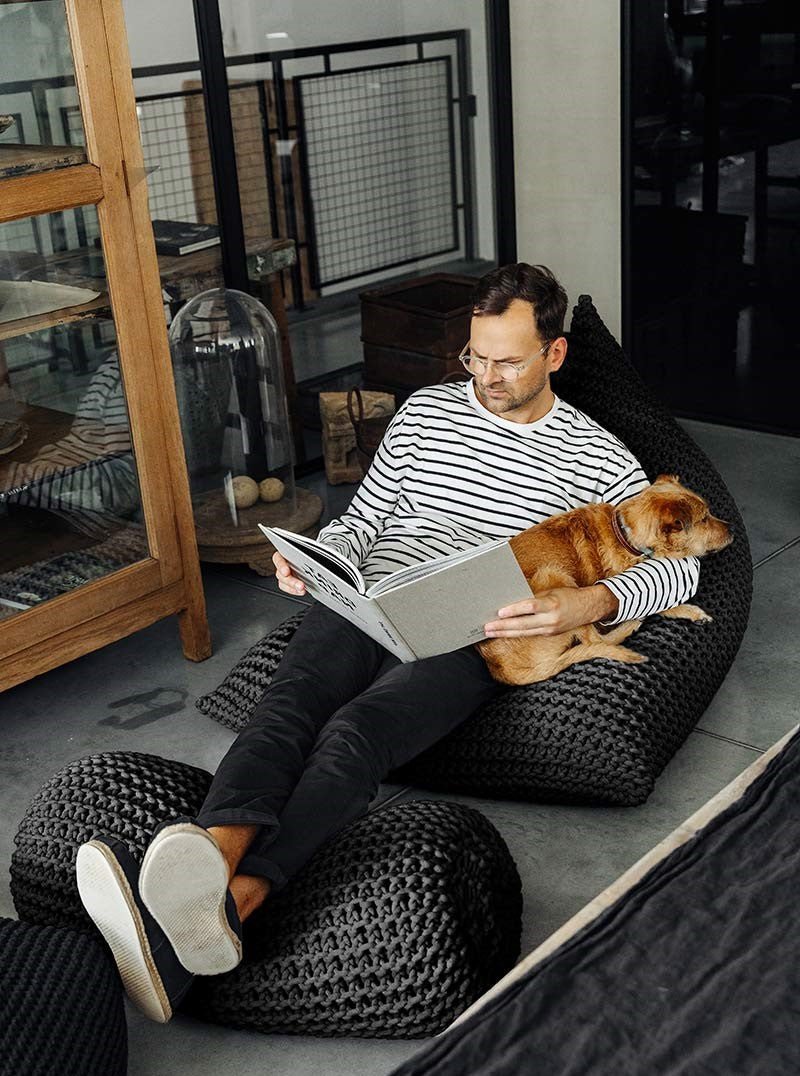 Chunky Knitted Bean Bag | BOTTLE GREEN