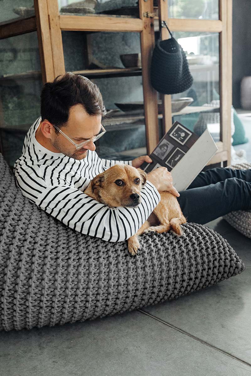 Chunky Knitted Bean Bag | DARK GREY