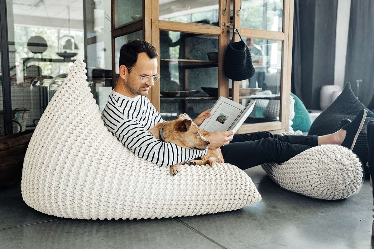 Chunky Knitted Bean Bag | IVORY