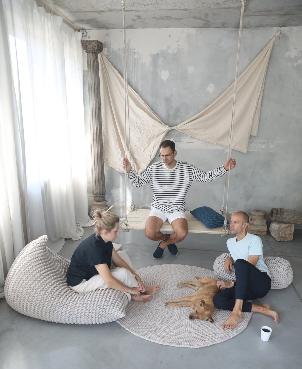 Chunky Knitted Bolster Footrest | OATMEAL