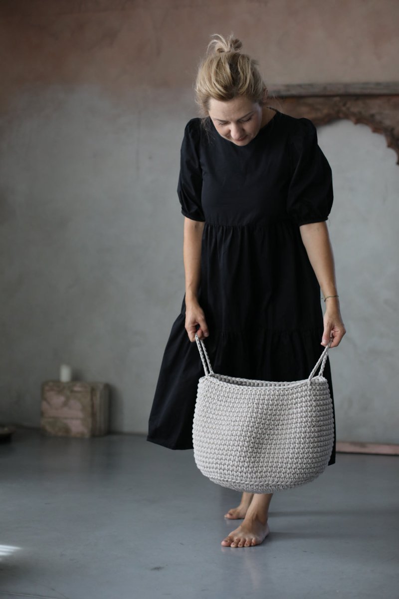 Crochet Basket, Size L | OATMEAL