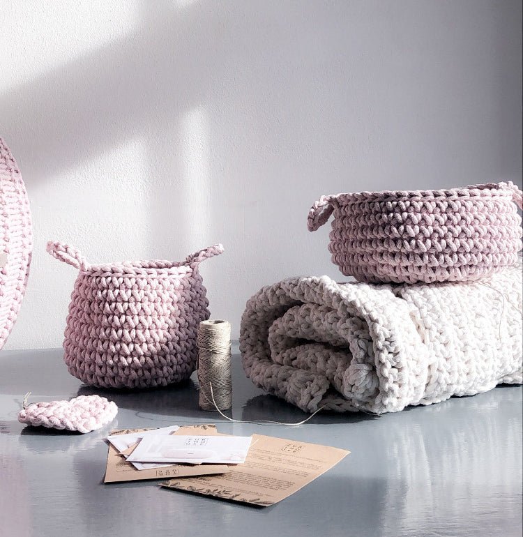 Crochet Basket, Small | PALE PINK