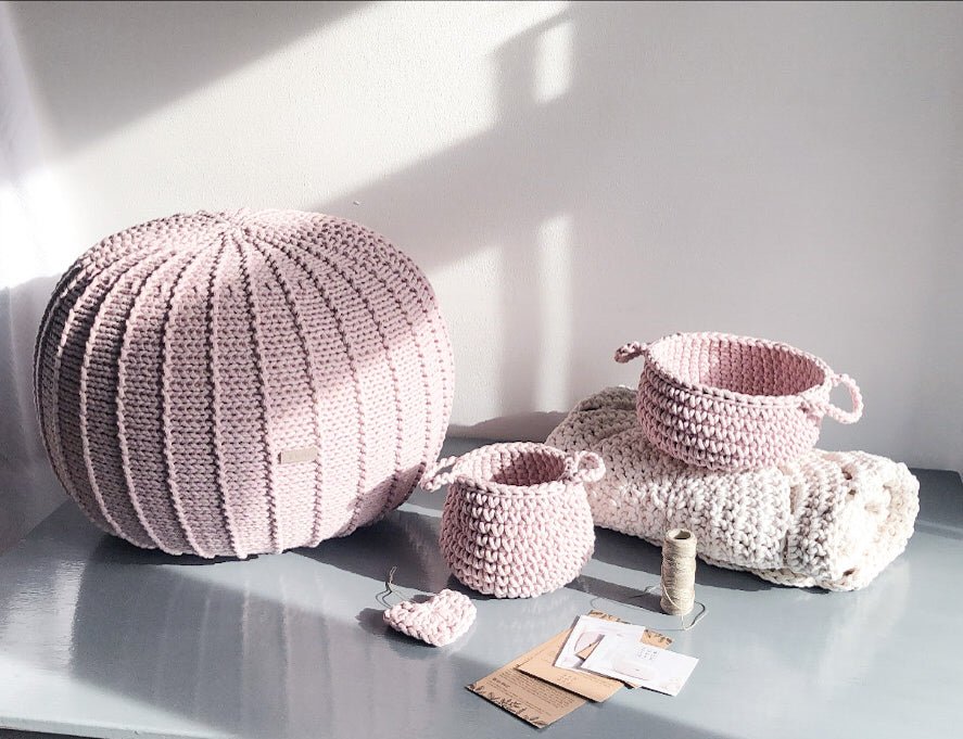 Crochet Basket, Small | PALE PINK