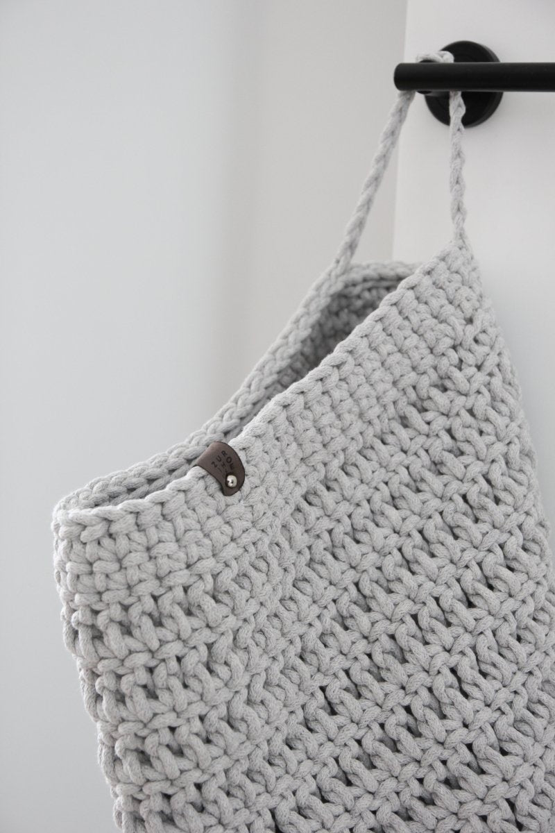 Crochet Hanging Bag, Large, LIGHT GREY