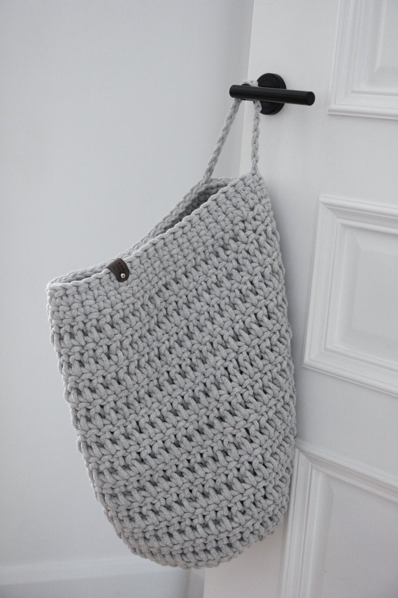 Crochet Hanging Bag, Large, LIGHT GREY