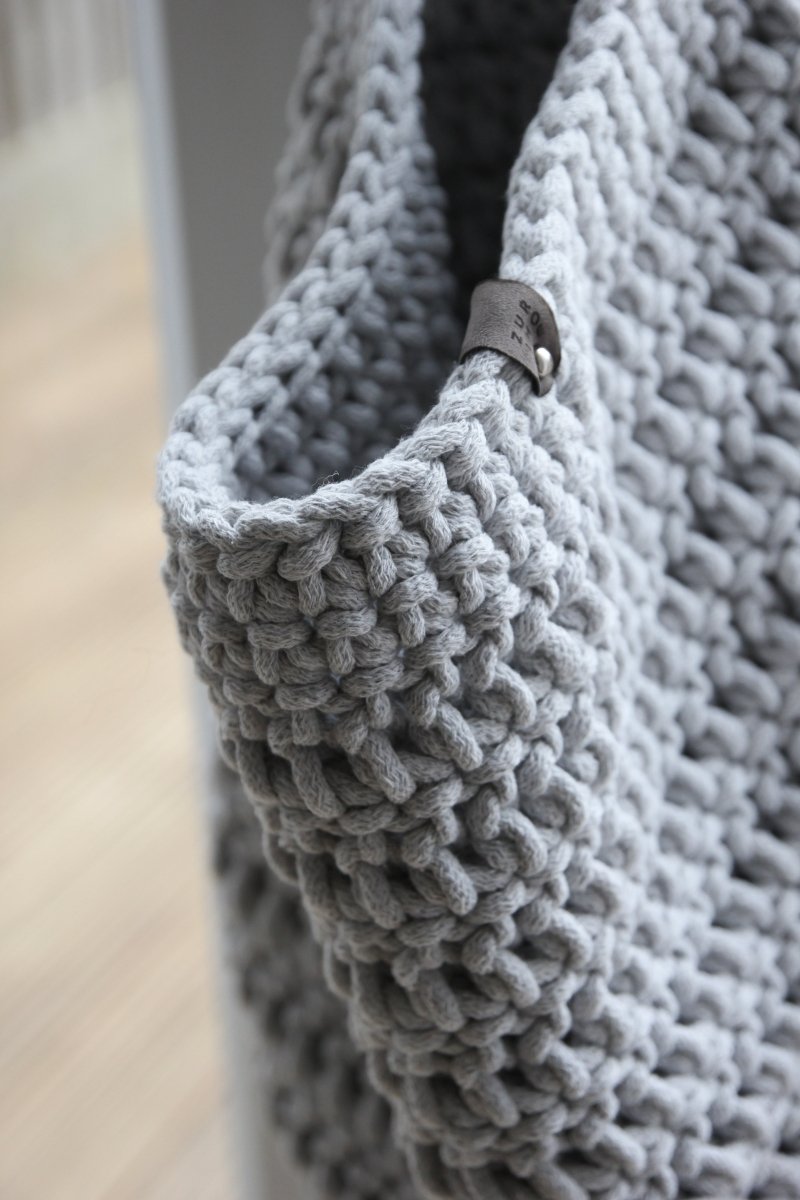 Crochet Hanging Bag, Large, LIGHT GREY