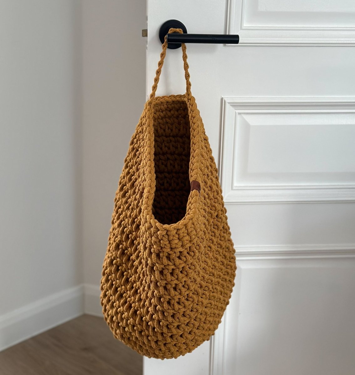 Crochet Hanging Bag, Large | MUSTARD