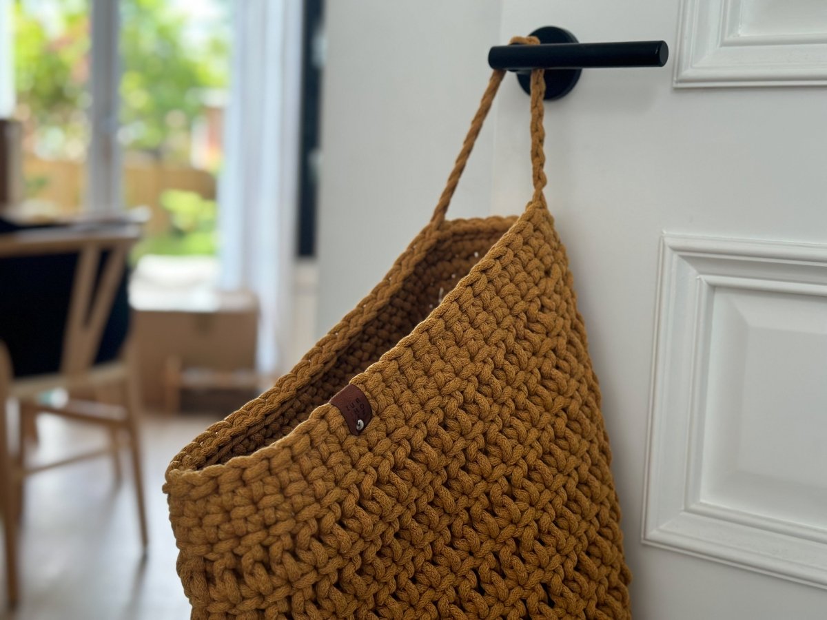 Crochet Hanging Bag, Large | MUSTARD