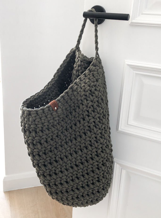 Crochet Hanging Bag, Large | OLIVE GREEN