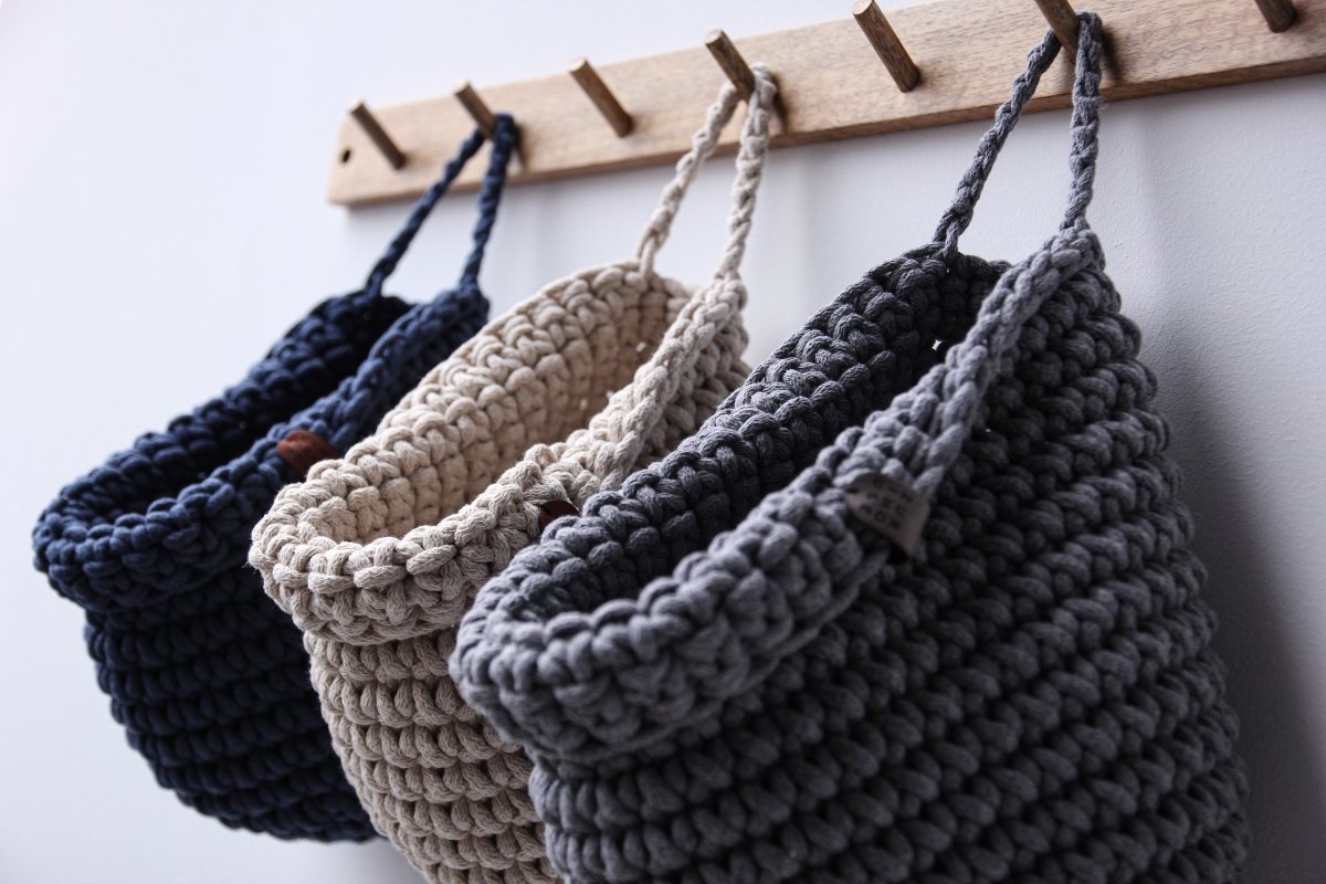 Crochet Hanging Bags | GREY