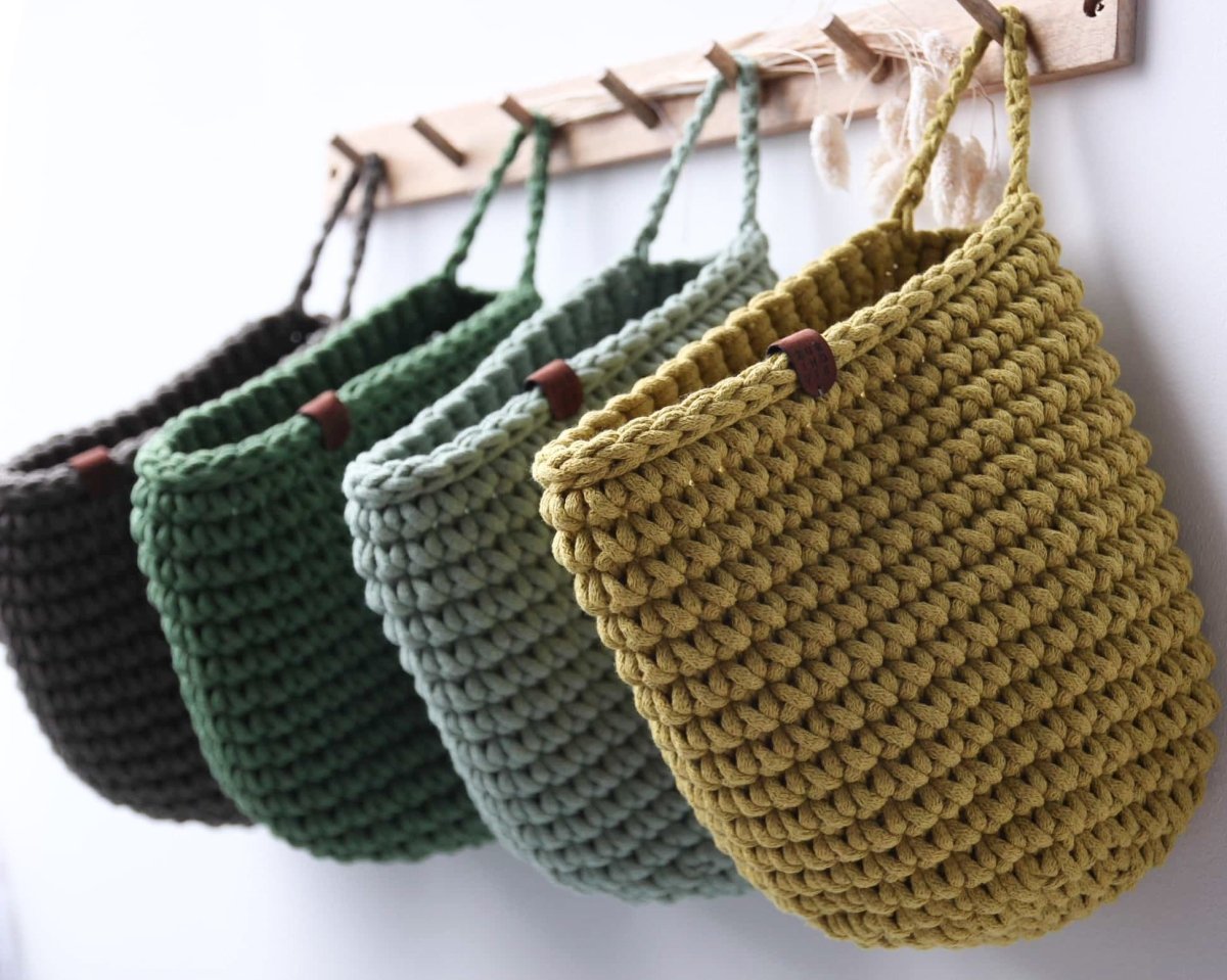 Crochet Hanging Bags | LIGHT OLIVE