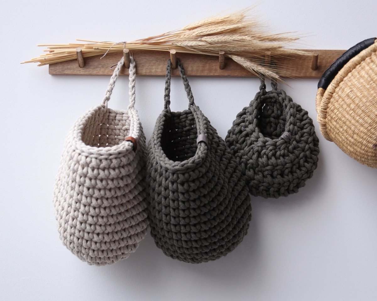 Crochet Hanging Bags | OLIVE GREEN