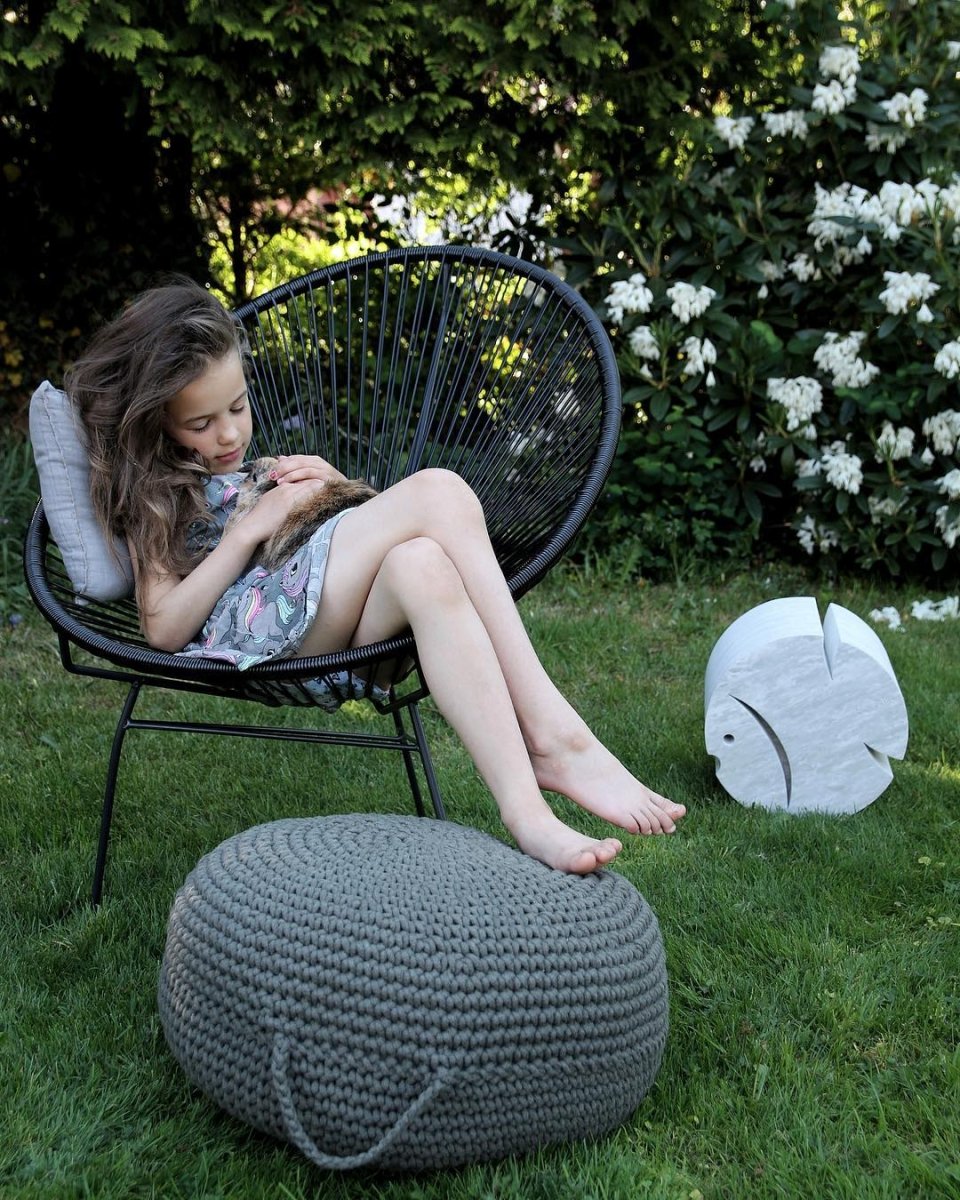 Crochet Ottoman | OLIVE GREEN