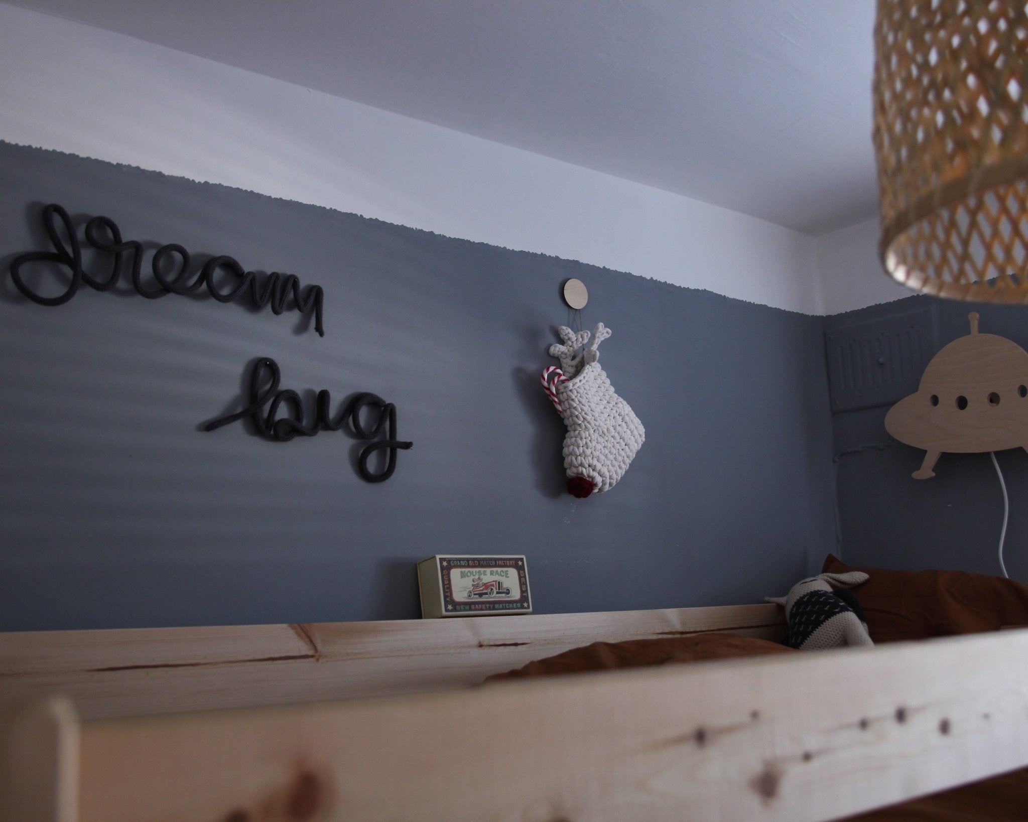 Crochet Reindeer Stocking IVORY & RED NOSE