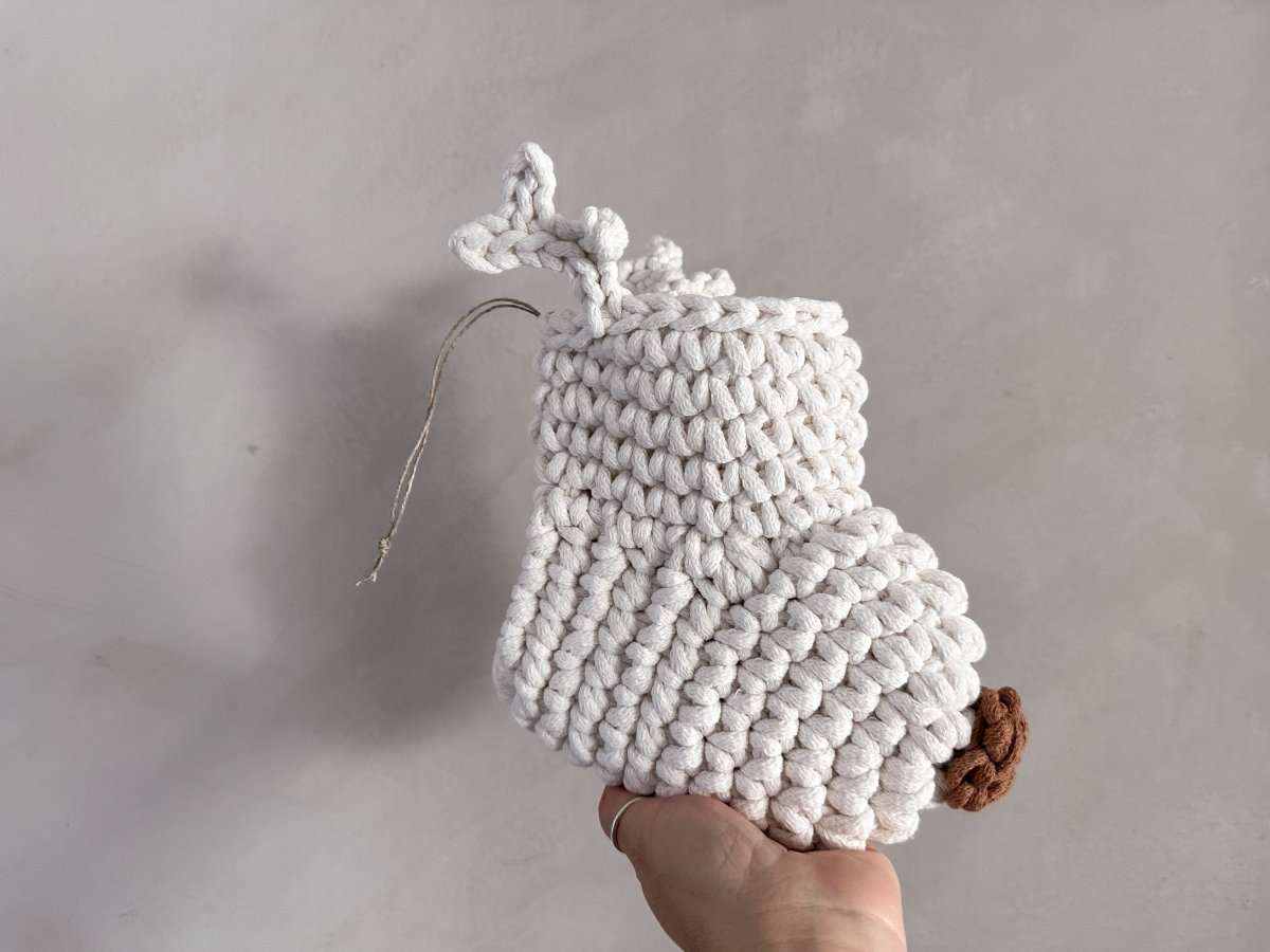 Crochet Reindeer Stocking | Ivory & Cinnamon Nose