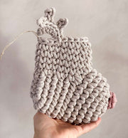 Crochet Reindeer Stocking | Oatmeal & Pink Nose