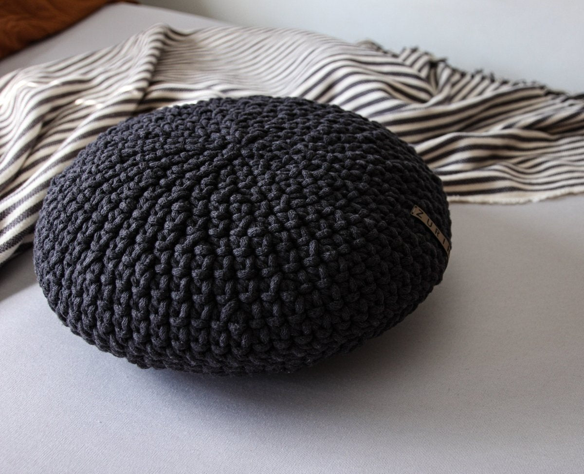 Crochet Round Cushion | CHARCOAL