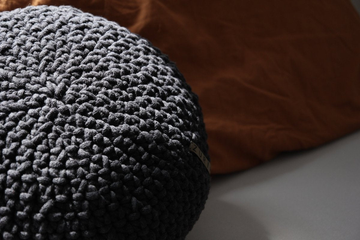 Crochet Round Cushion | CHARCOAL