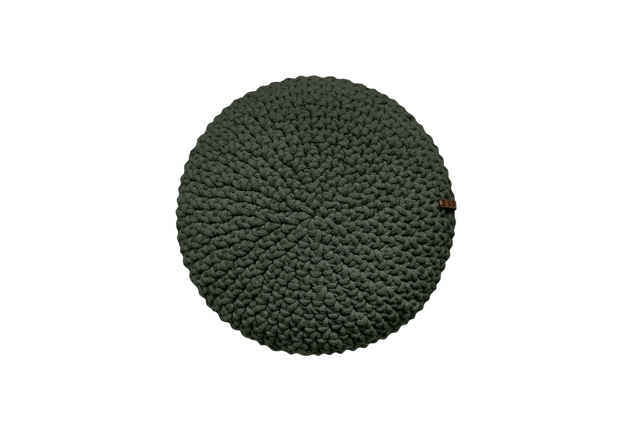 Crochet Round Cushion | OLIVE GREEN