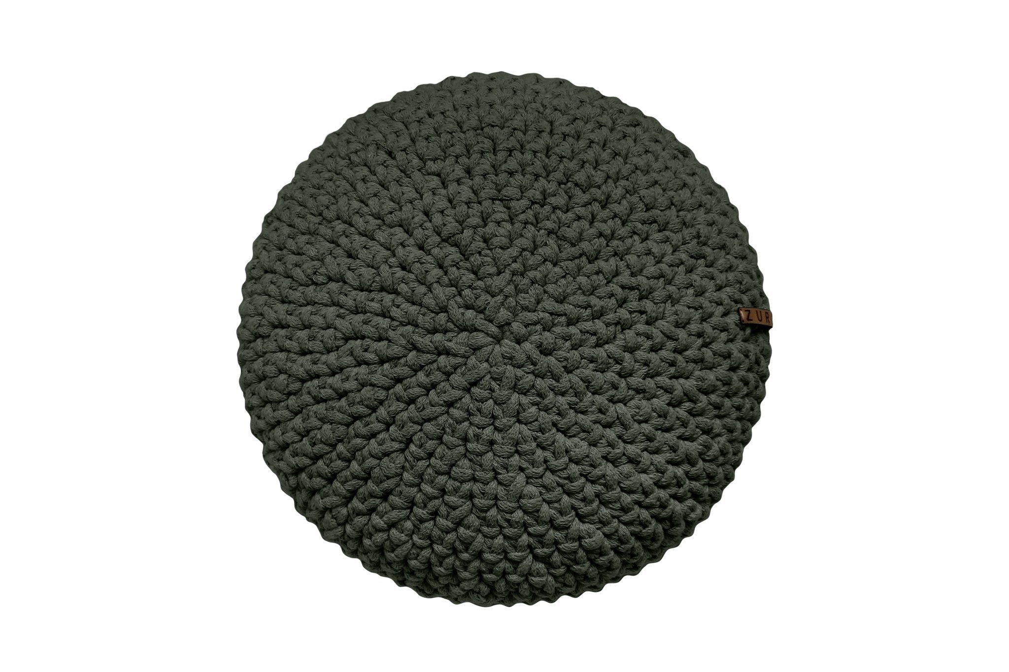 Crochet Round Cushion | OLIVE GREEN