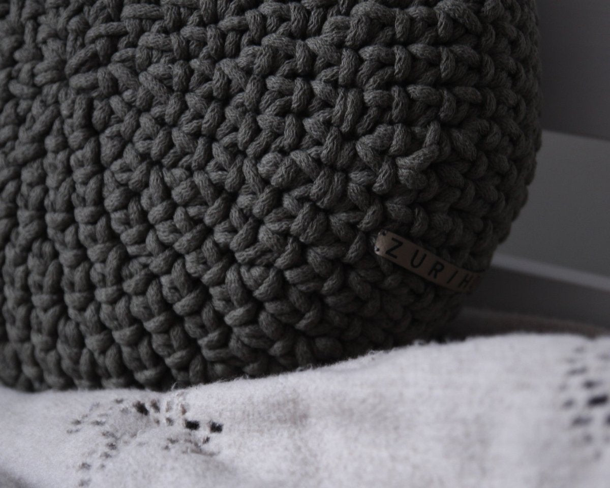 Crochet Round Cushion | OLIVE GREEN