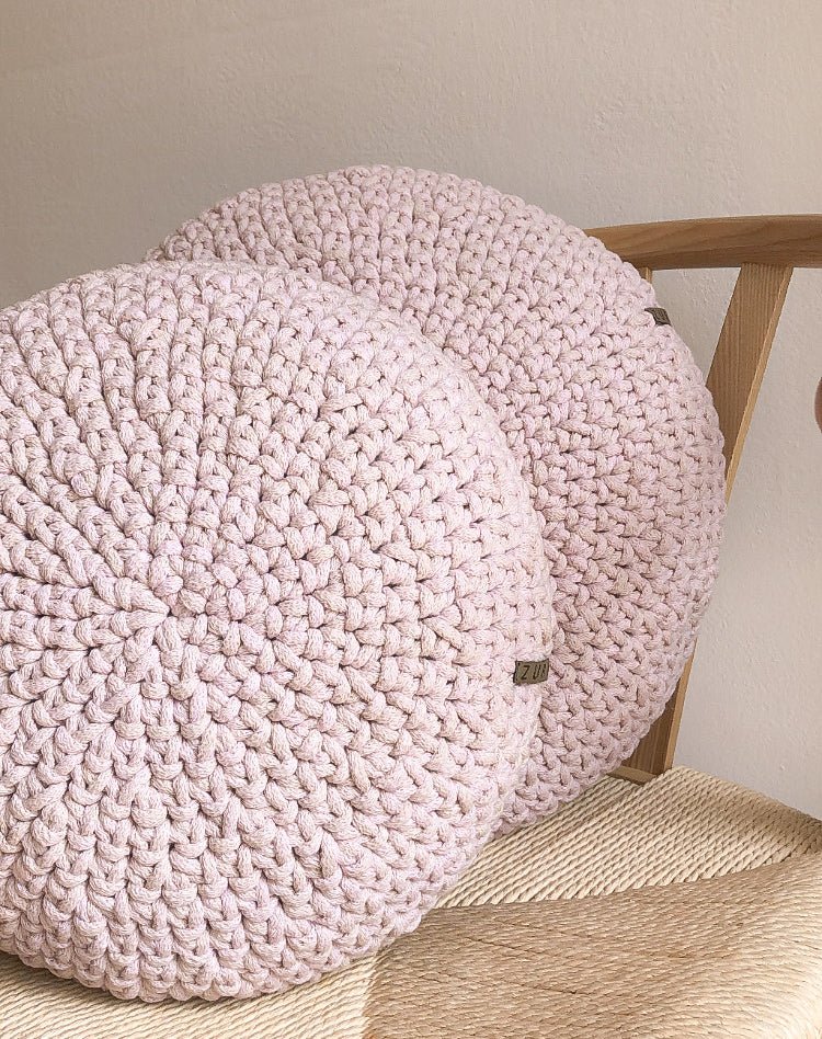 Crochet Round Cushion | PALE PINK