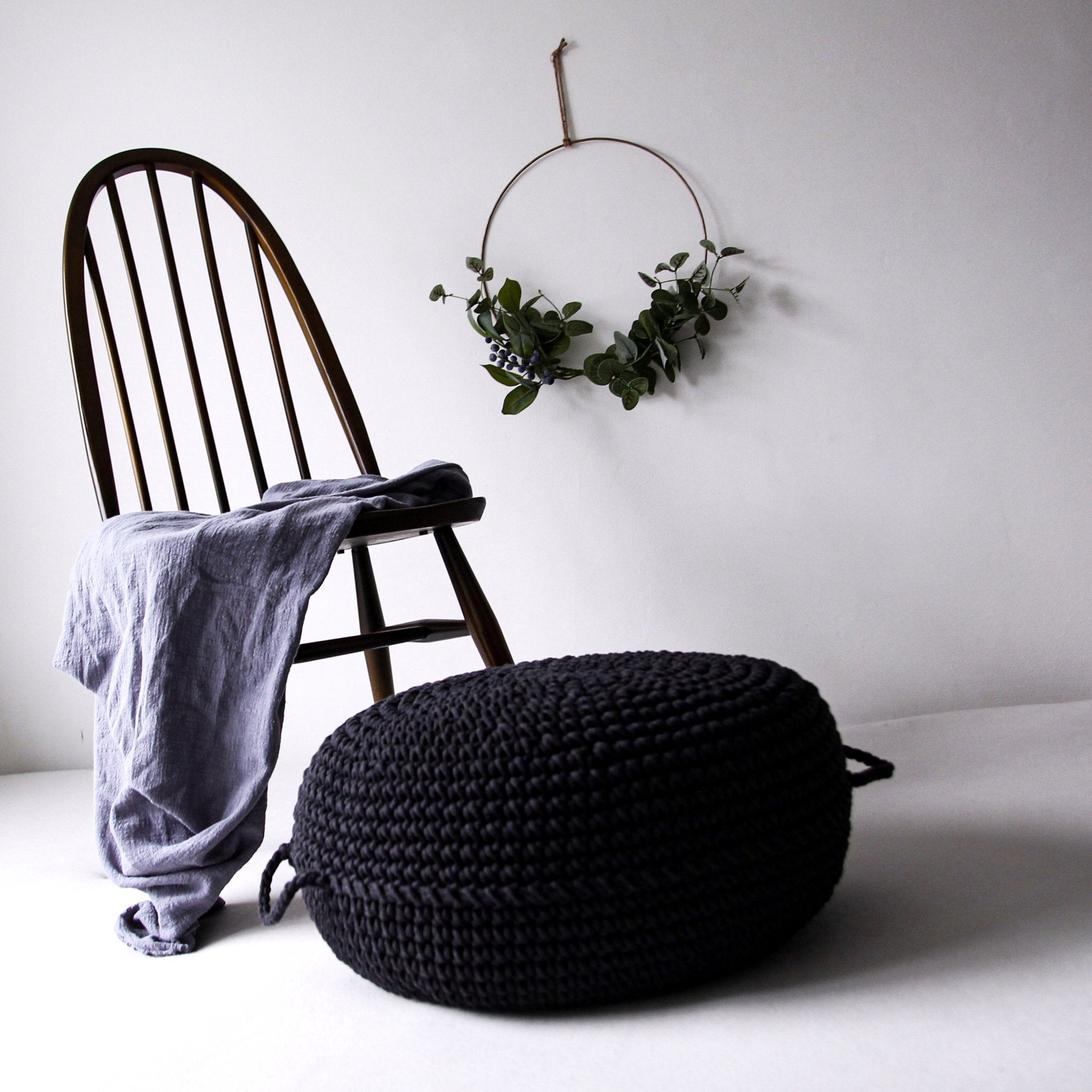 Crochet Ottoman | CHARCOAL