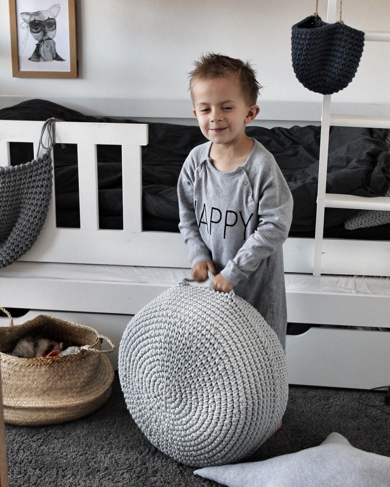 Crochet Ottoman | LIGHT GREY