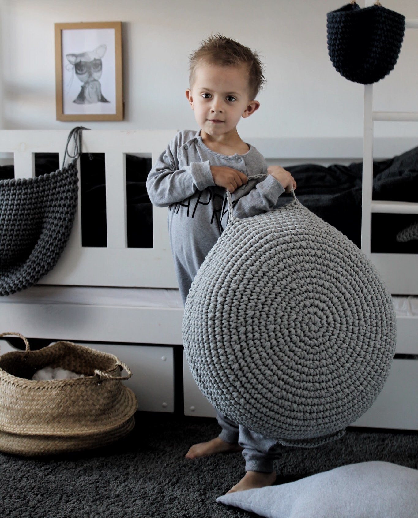 Crochet Ottoman | LIGHT GREY