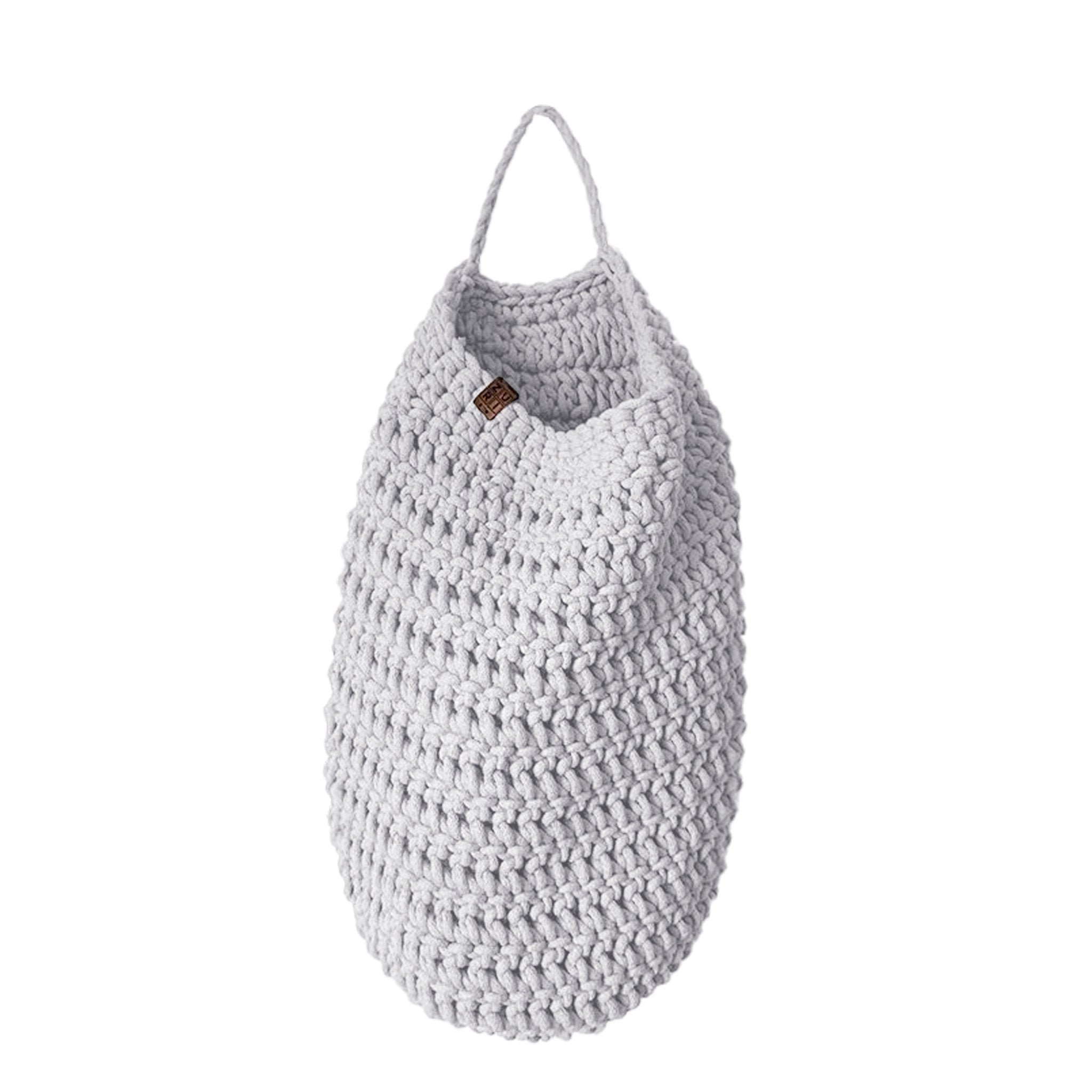 Crochet Hanging Bag, Large, LIGHT GREY