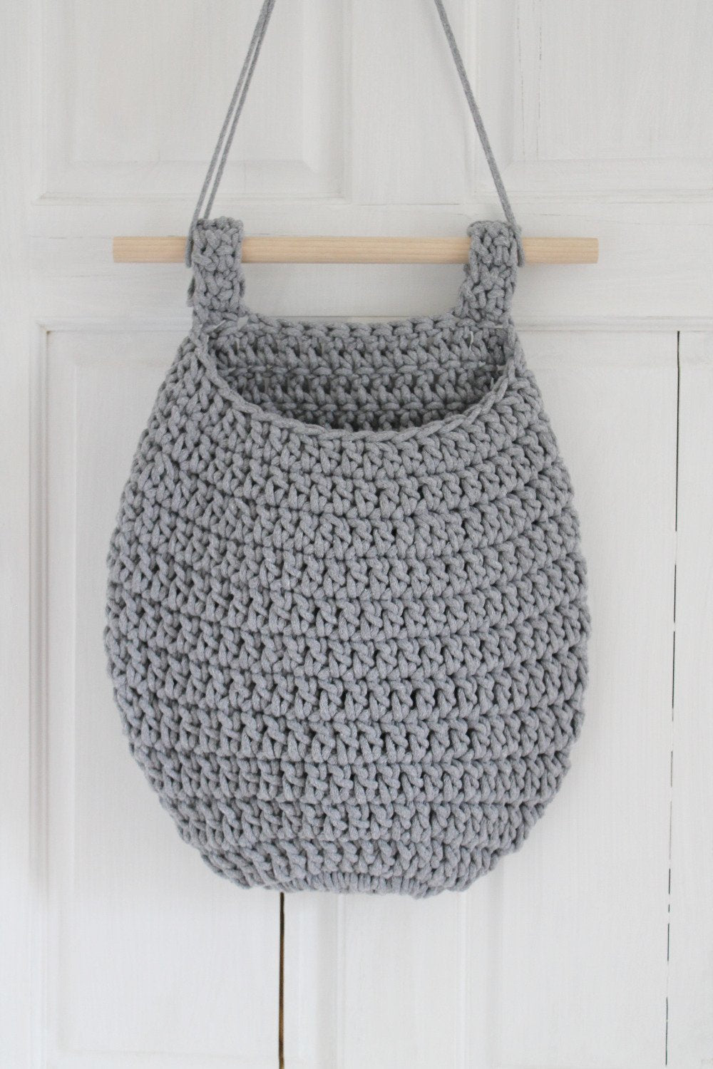 Crochet Hanging Basket, Large | DARK GREY