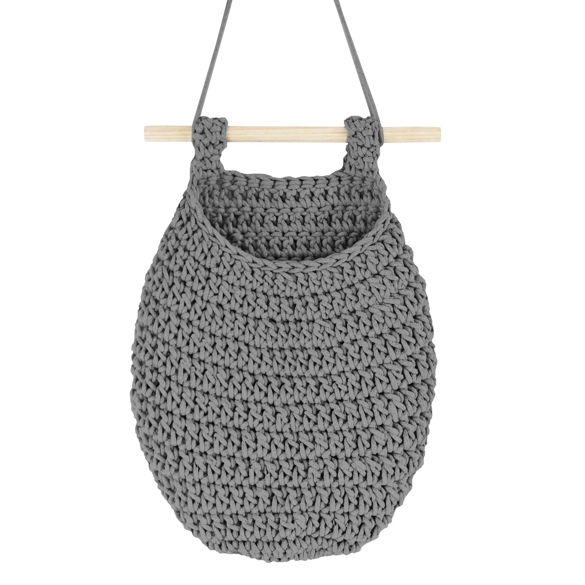 Crochet Hanging Basket, Large | DARK GREY