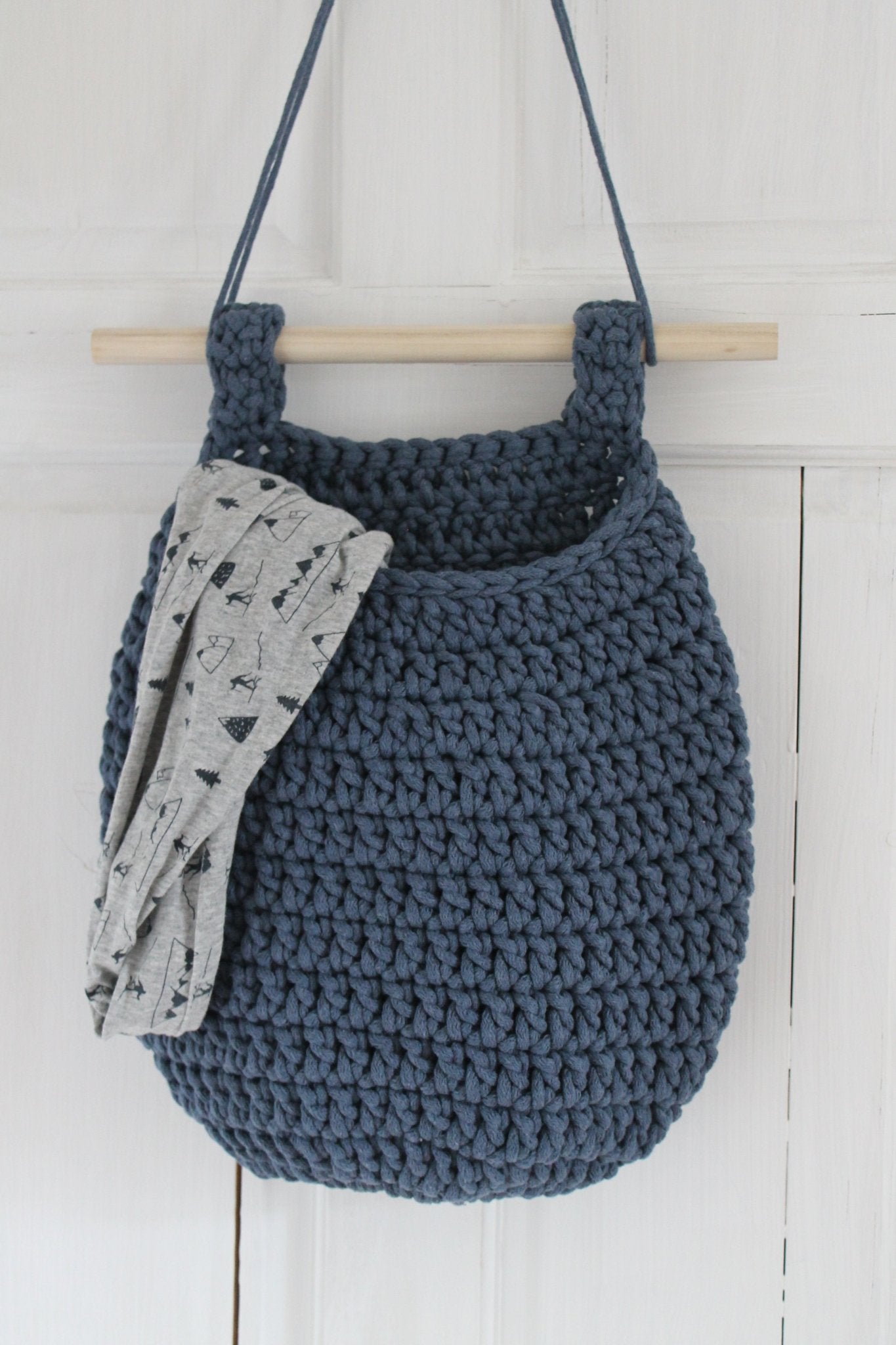 Crochet Hanging Basket, Large | DENIM BLUE